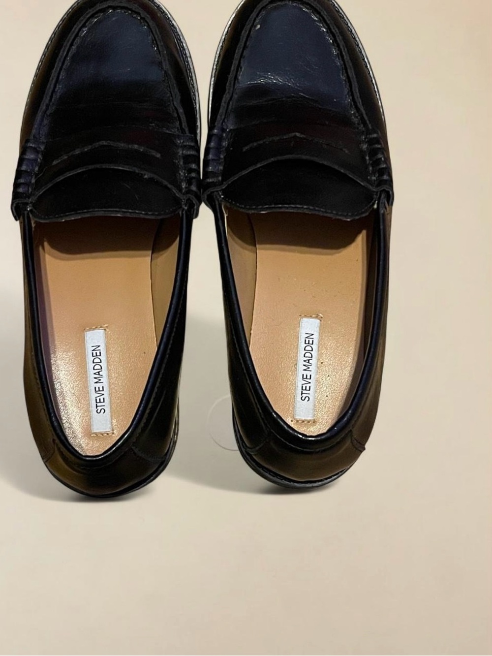 Steve Madden Black Leather Penny Loafers